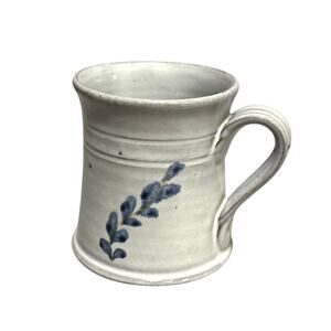 Vintage 1980 Jugtown Pottery Hand Painted White Glazed Mug 3.75" NC Pottery